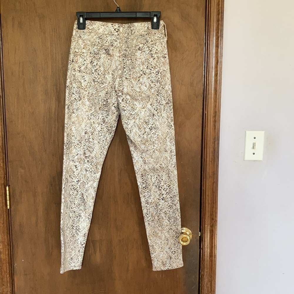 Express snakeskin print animal print metallic accent skinny midrise stretch 00 - Picture 8 of 17